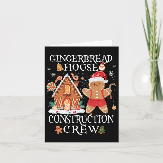 Tarjeta Baking Xmas Gingerbread House Construction Crew De (Anverso)