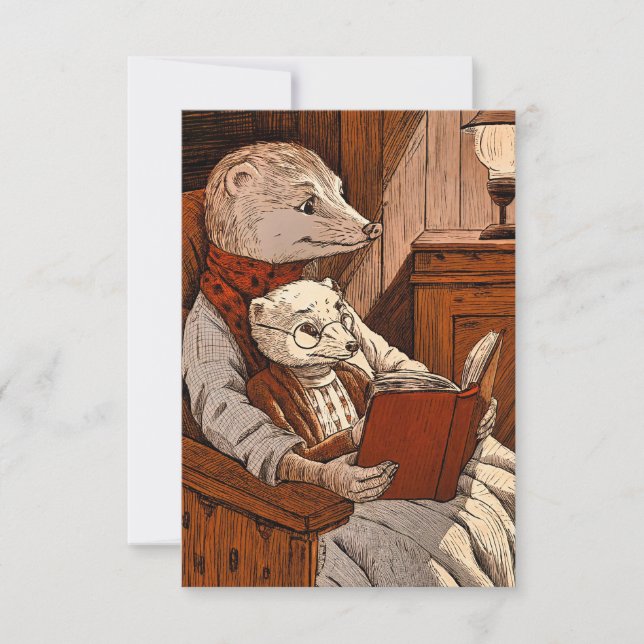 Tarjeta Balas leyendo un libro (Anverso)