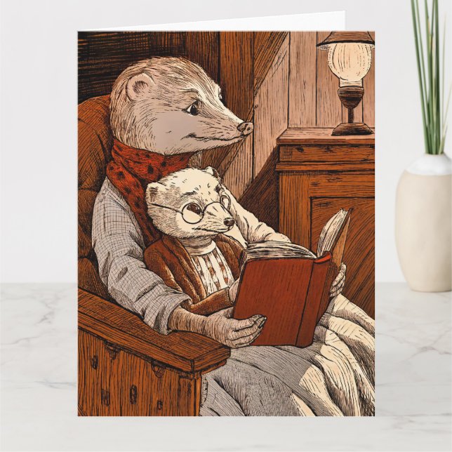 Tarjeta Balas leyendo un libro (Anverso)