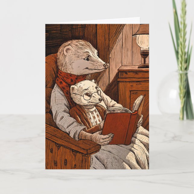 Tarjeta Balas leyendo un libro (Anverso)