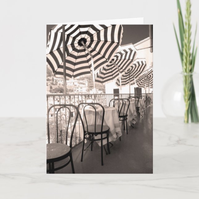 Tarjeta Balcón de restaurante pintoresco, Italia (Anverso)