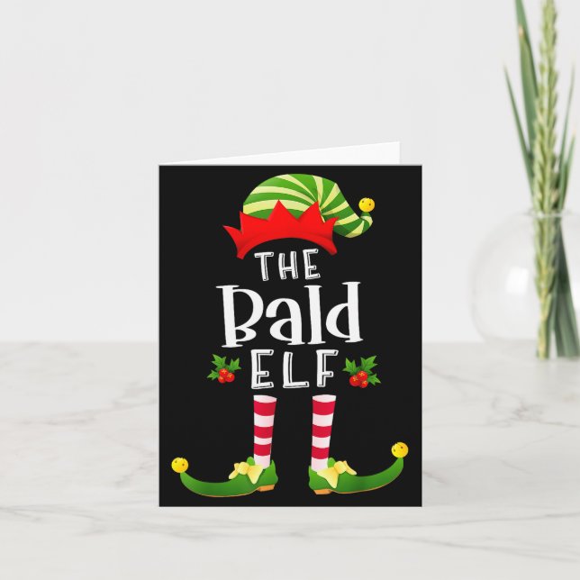 Tarjeta Bald Christmas Elf Matching Pajama X-mas Party  (Anverso)