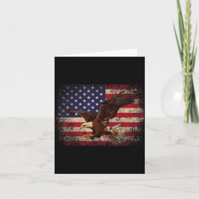 Tarjeta Bald Eagle 4th Of July Christmas Gift American Fla (Anverso)