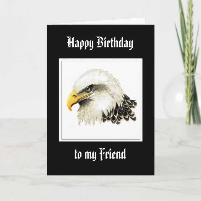Tarjeta Bald Eagle - Amigo del cumpleaños, orgulloso ejérc (Anverso)