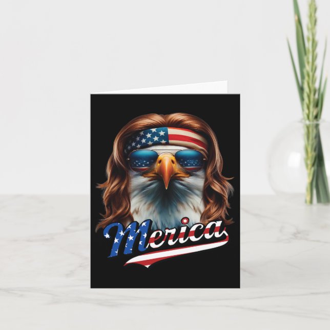 Tarjeta Bald Eagle Merica 4 de Julio Eagle Mullet Funny Ma (Anverso)