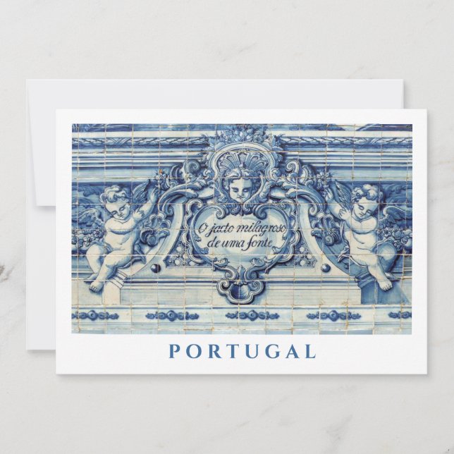 Tarjeta Baldosas religiosas azules portuguesas con dos áng (Anverso)