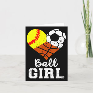 Tarjeta Ball Chica Fun Softball Soccer Chica de baloncesto