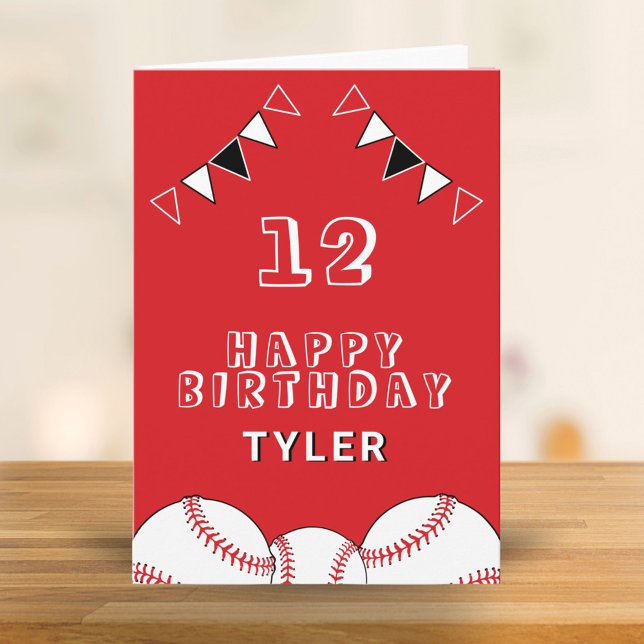 Tarjeta Ball de béisbol y banderas Niños deportivos Cumple (Subido por el creador)