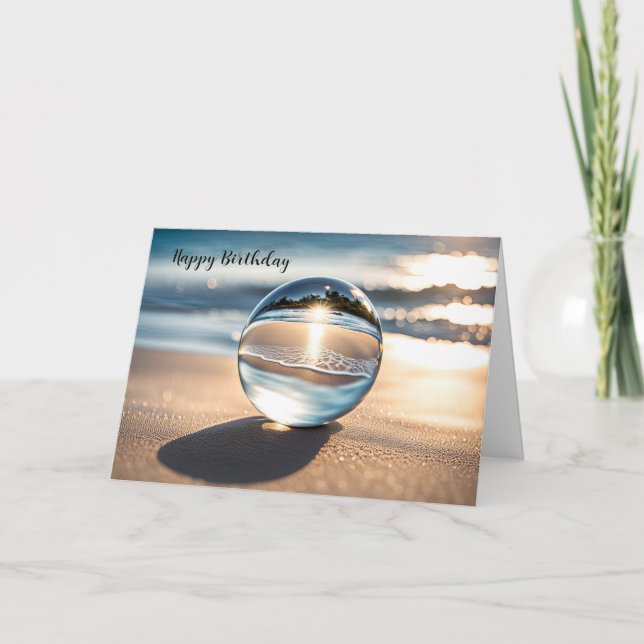 Tarjeta Ball De Lente Con Reflexión De Playa Por Cumpleaño (Anverso)