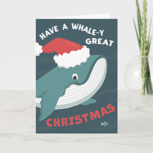 Tarjeta Ballena Cuta en el diseño de Santa Hat para niños