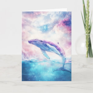 Tarjeta Ballena Jorobada Cósmica en Aguas Celestiales