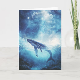 Tarjeta Ballena jorobada en aguas estrelladas
