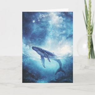 Tarjeta Ballena jorobada en aguas estrelladas