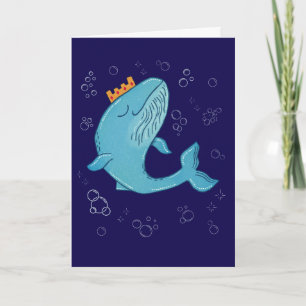 Tarjeta Ballena Rey con Corona Arte Popular Oceánico Cap
