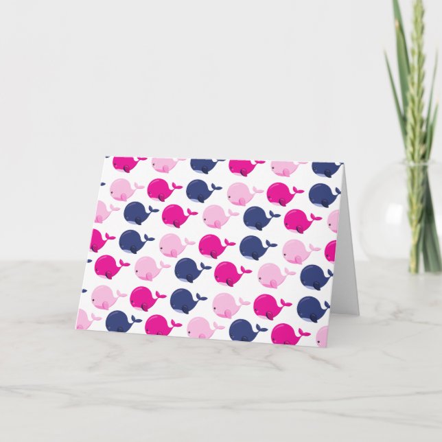 Tarjeta Ballenas, Patrón De Ballenas, Animales Marinos (Anverso)