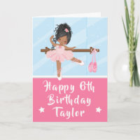 Ballerina African American Pink Happy Birday Car