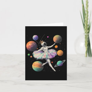 Tarjeta Ballerina Astronauta Bailando En Planetas Espacial