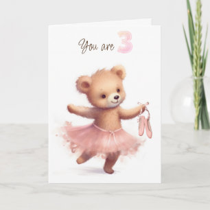 Tarjeta Ballerina Bear Por Tercer Cumpleaños