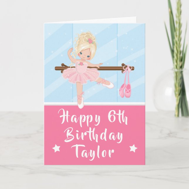 Tarjeta Ballerina Blonde Chica de pelo Rosa Feliz Cumpleañ (Anverso)