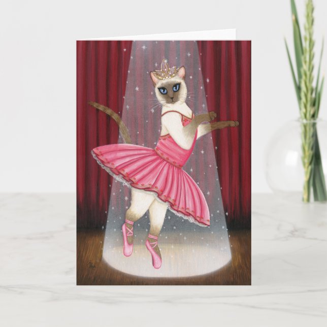 Tarjeta Ballerina Cat Chocolate Point Coche Siamese de Sal (Anverso)