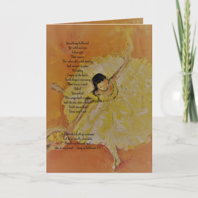 Tarjeta Ballerina con poesía inspiradora (Anverso)