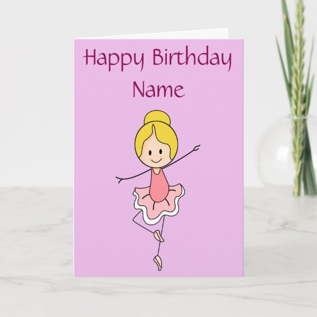 Tarjeta Ballerina Cumpleaños Personalizado (Anverso)
