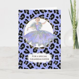 Tarjeta Ballerina en leopardo de cumpleaños de nieta morad