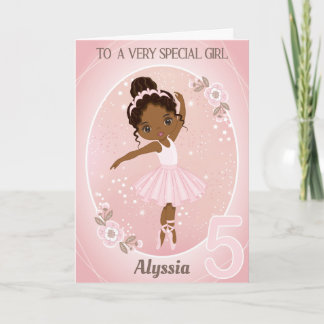 Tarjeta Ballerina Happy Birthday Card | chica de 5 años