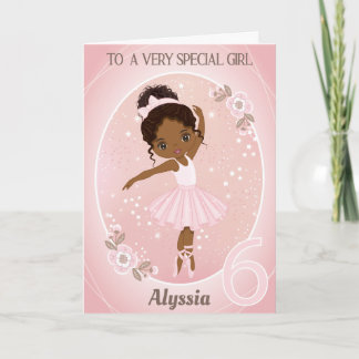 Tarjeta Ballerina Happy Birthday Card | chica de 6 años