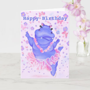Tarjeta Ballerina Hippo Funny Birthday Card