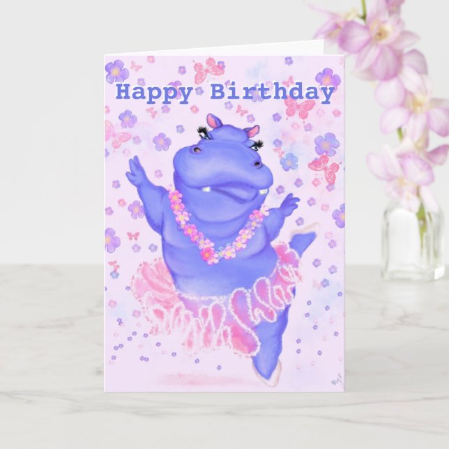 Tarjeta Ballerina Hippo Funny Birthday Card (Orquídea)