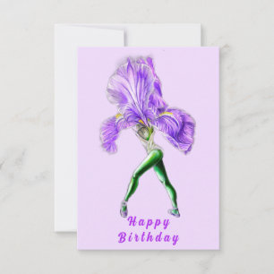 Tarjeta Ballerina Iris Flower Ballet Dancer Birday Card