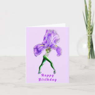 Tarjeta Ballerina Iris Flower Ballet Dancer Birday Card