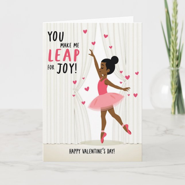 Tarjeta Ballerina Leap Of Joy Valentines Card (Anverso)