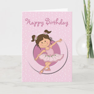 Tarjeta Ballerina rosa dulce 2 cumpleaños feliz