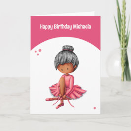 Tarjeta Ballerina simple rosa Tutu Chica Cumpleaños