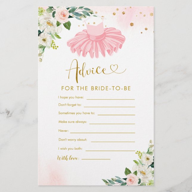 Tarjeta Ballerina Tutu Baby Shower Advance para Pa (Anverso)