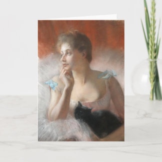 Tarjeta Ballerine avec un chat Pierre Carrier-Belleuse