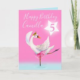 Tarjeta Ballet acuarela swan personalizado 6 cumpleaños