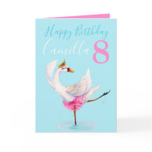 Ballet acuarela swan personalizado 8 cumpleaños