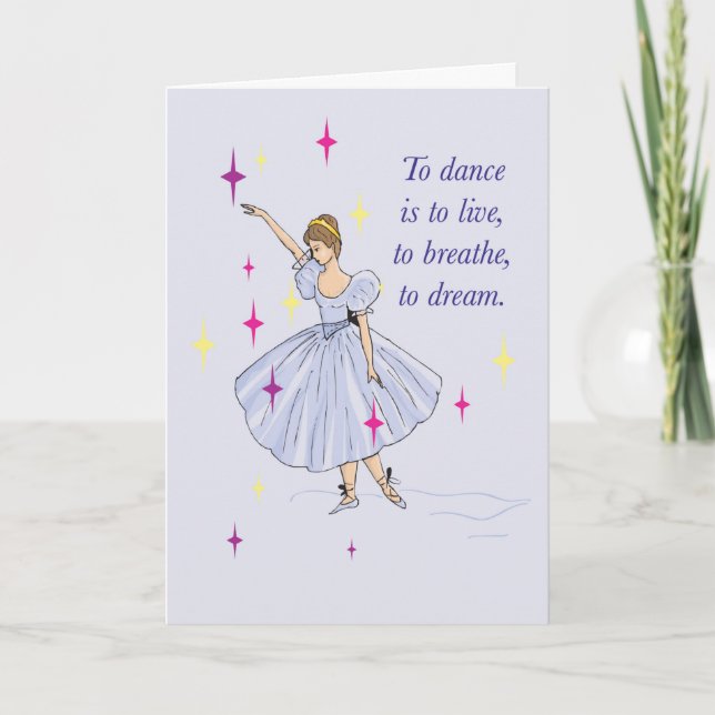 Tarjeta Ballet Ánimo Bailarina con Estrellas Éxito (Anverso)