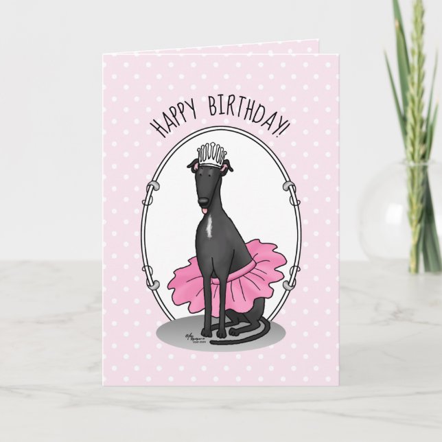 Tarjeta Ballet Ballerina Princess Greyhound Dog (negro) (Anverso)