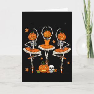 Tarjeta Ballet Calabaza Esqueleto Bailando Halloween Espel