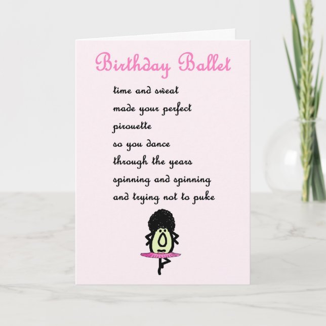 Tarjeta Ballet de cumpleaños - el (malo) poema/tarjeta de  (Anverso)