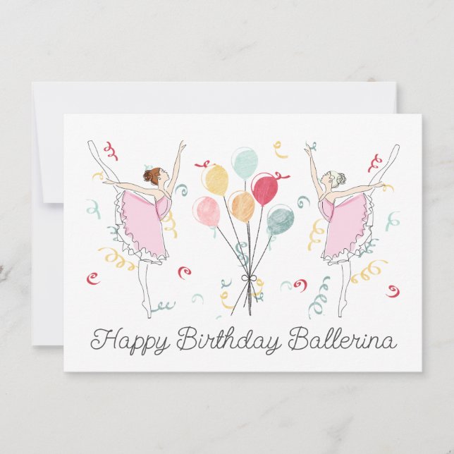 Tarjeta Ballet de cumpleaños feliz cumpleaños Ballerina Ba (Anverso)
