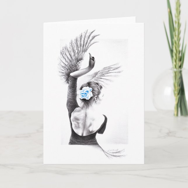 Tarjeta Ballet de mujer bailarina de cisne Arte de dibujo  (Anverso)