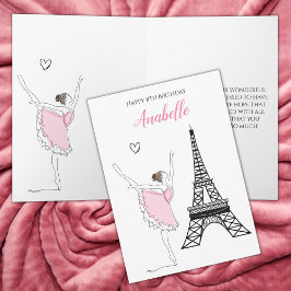 Tarjeta Ballet rosa de la Torre Eiffel Cumpleaños