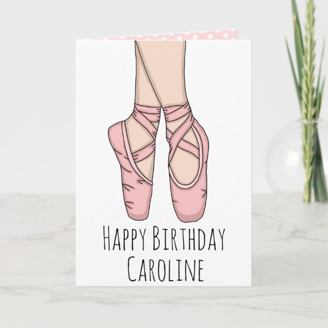 Tarjeta Ballet Slippers Ballerina Cumpleaños Personalizado (Anverso)