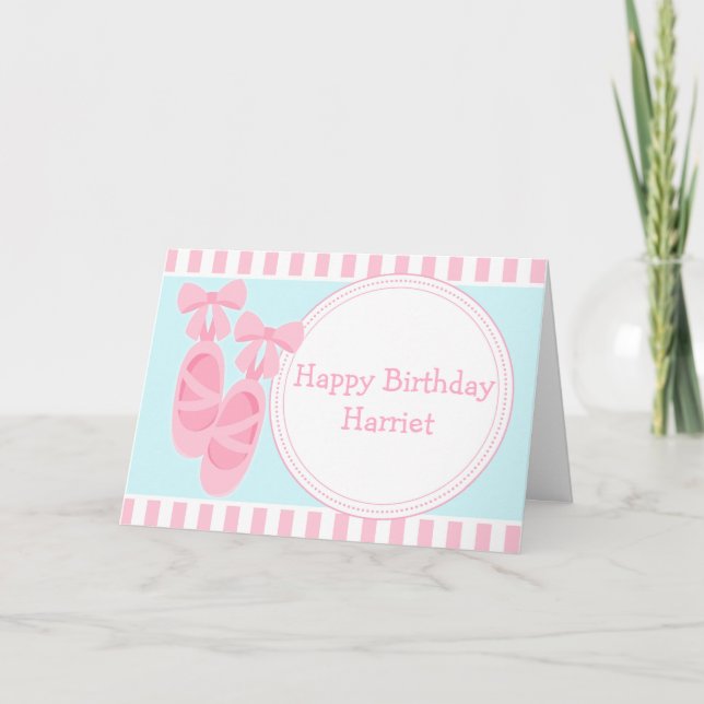 Tarjeta Ballet Slippers Ballerina Fiesta de cumpleaños (Anverso)