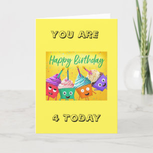 TARJETA BALLOON ESPECIAL DESEA EL *CUATRO CUMPLEAÑOS* TARJ